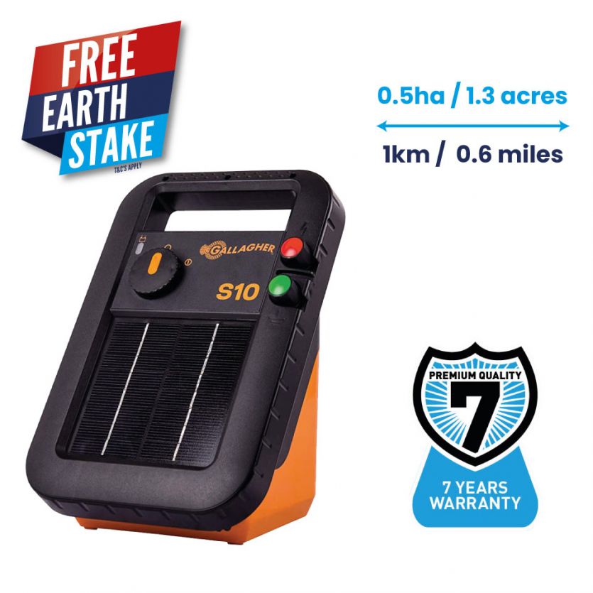 Gallagher S10 solar fence energiser incl. battery